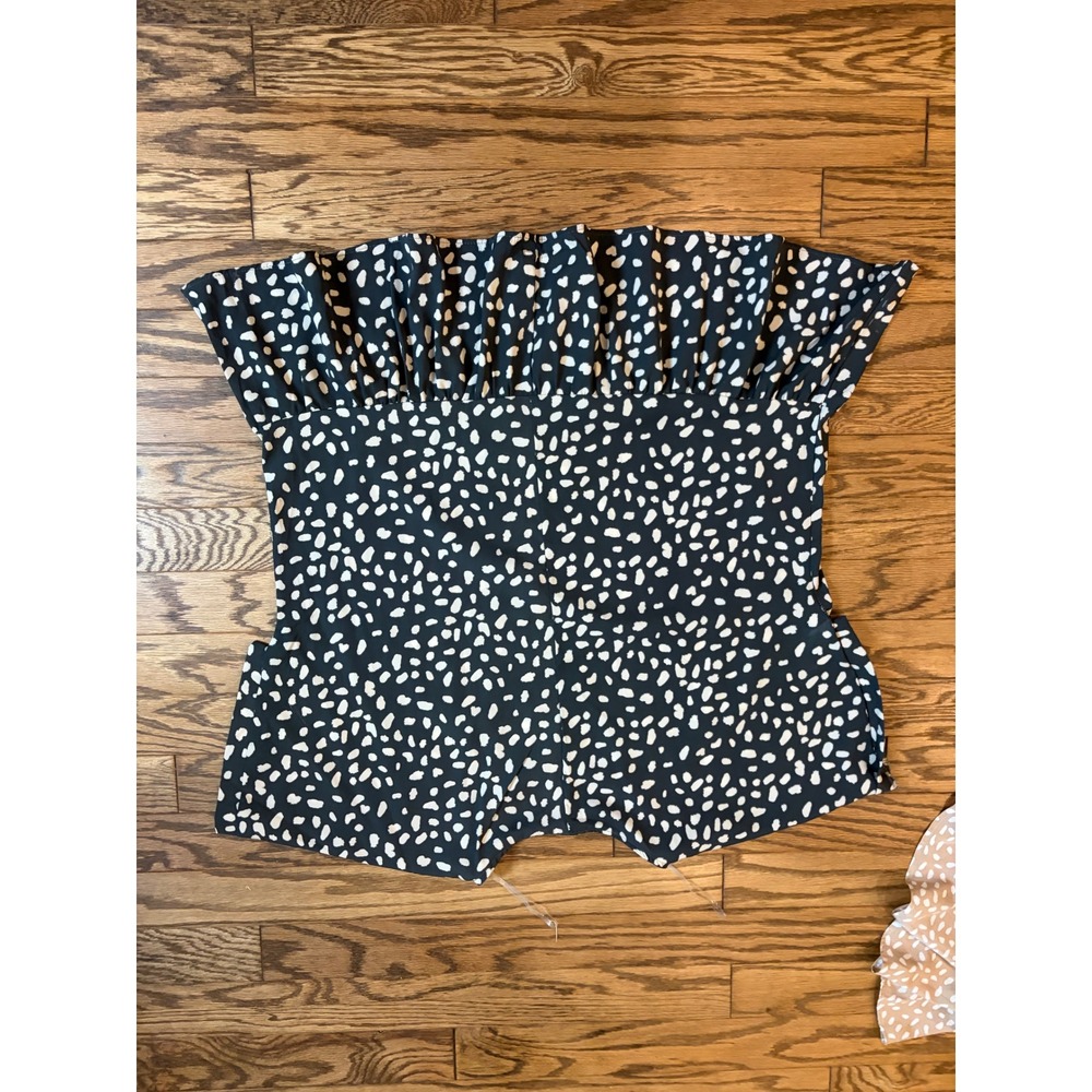 Shein Curve ChicSoul Peplum Blouse Lot 2 Womens 4XL Black Tan Speckled Ruffle - Picture 4 of 11